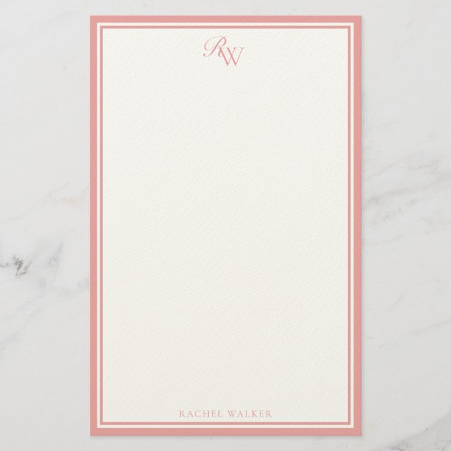 Papelería Elegant Pink Monogram Two Border (Anverso)