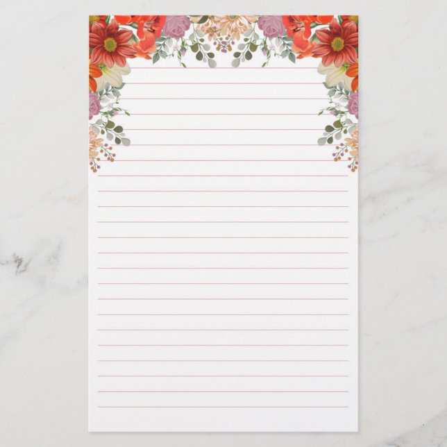 Papelería Elegante acuarela Floral Llenado Botánico (Anverso)