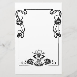 Papelería Elegante Art Nuovo Floral Black and White Scroll