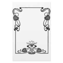 Elegante Art Nuovo Floral Black and White Scroll