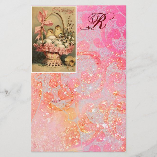 PAPELERÍA ELEGANTE BAHILLA, POLLOS, FLORES Y HUEVOS ORIENTAL (Anverso)