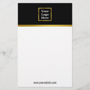 Papelería Elegante Black White Gold La plantilla de tu logot