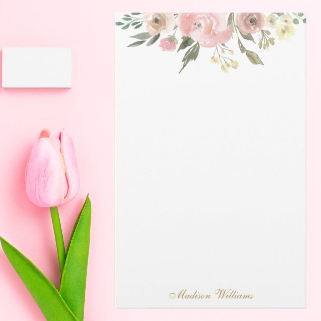Papelería Elegante Boda de Monograma Rubor con flores rosada (Subido por el creador)