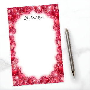 Papelería Elegante borde del corazón rojo con acentos esparc