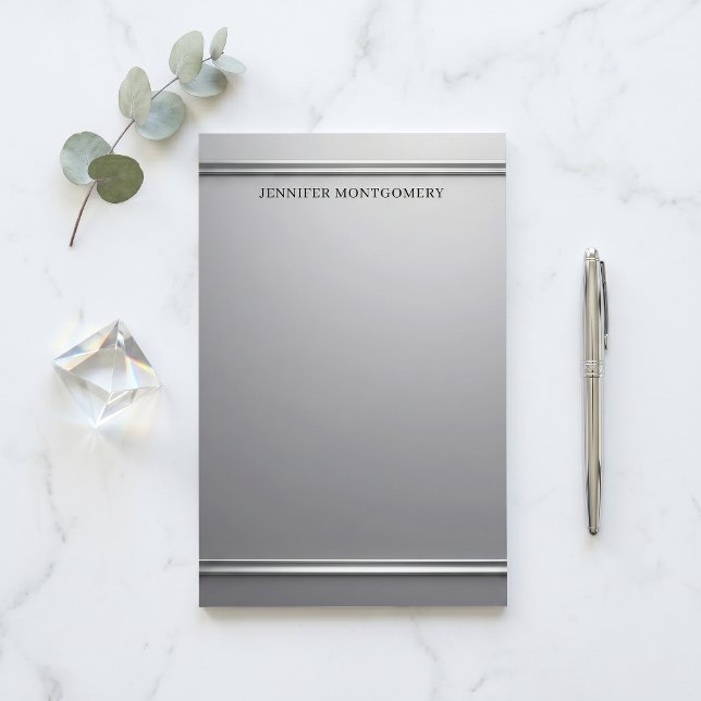 Papelería Elegante borde plateado falso con relieve profesio (Subido por el creador)
