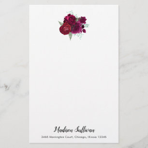 Papelería Elegante Bouquet Magenta Rosa Floral