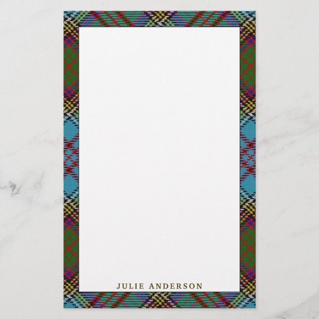 Papelería Elegante Clan Anderson Tartan Plaid (Anverso)