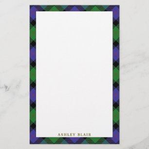 Papelería Elegante Clan Blair Tartan Plaid