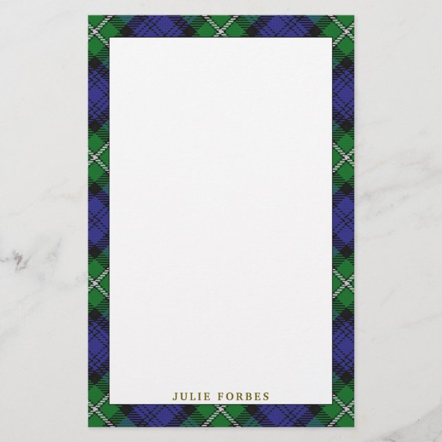 Papelería Elegante Clan Forbes Tartan Plaid (Anverso)