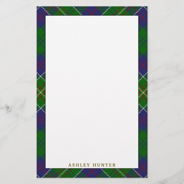 Papelería Elegante Clan Hunter Tartan Plaid (Anverso)