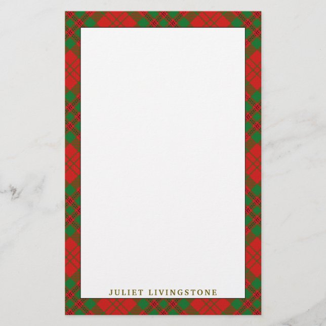Papelería Elegante Clan Livingstone Tartan Plaid (Anverso)