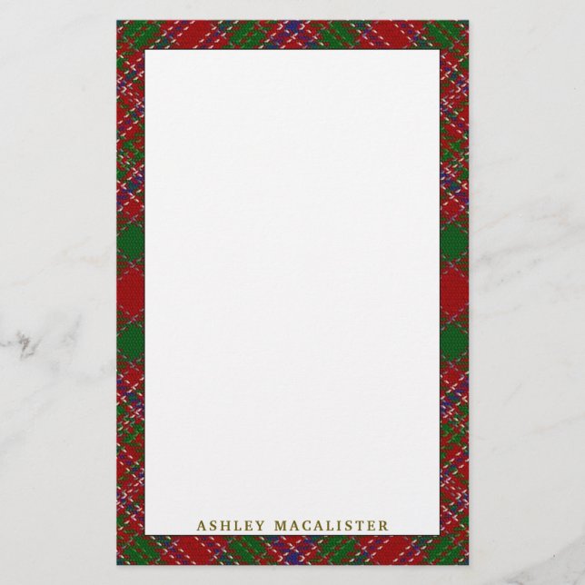 Papelería Elegante clan MacAlister Tartan Plaid (Anverso)