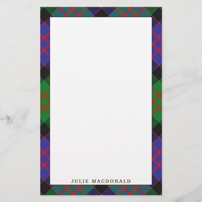Papelería Elegante clan MacDonald Tartan Plaid (Anverso)