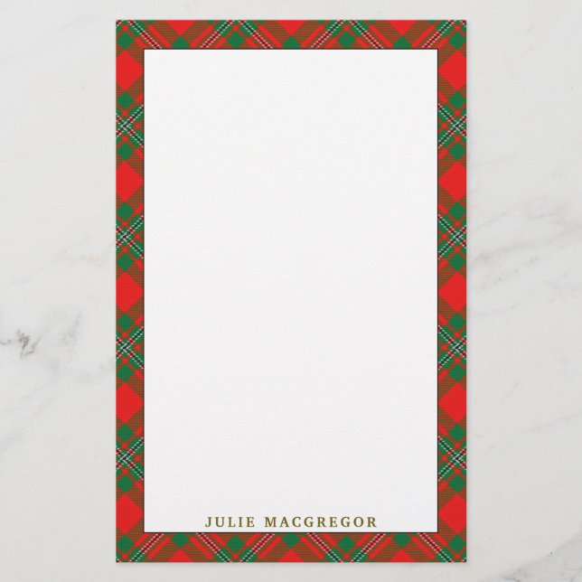 Papelería Elegante Clan MacGregor Tartan Plaid (Anverso)