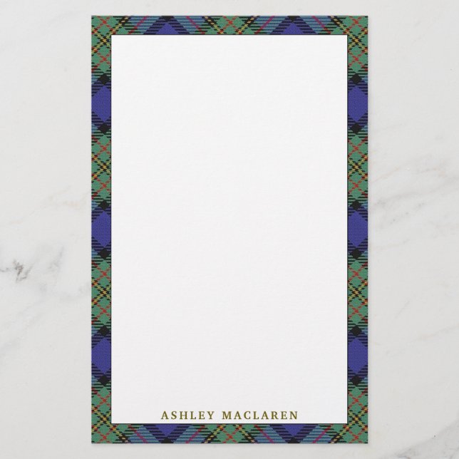 Papelería Elegante Clan MacLaren Tartan Plaid (Anverso)