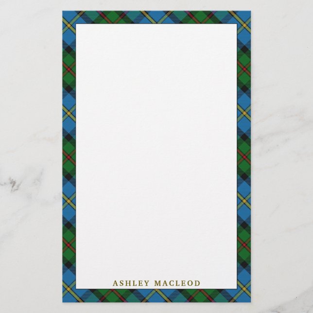 Papelería Elegante Clan MacLeod de Harris Tartan Plaid (Anverso)