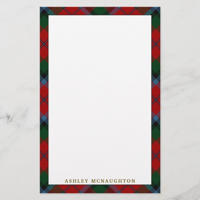 Papelería Elegante Clan MacNachtan MacNaughton Tartan Plaid (Anverso)