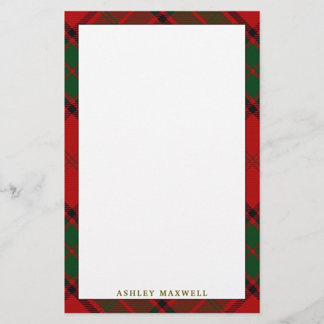 Papelería Elegante Clan Maxwell Tartan Plaid (Anverso)