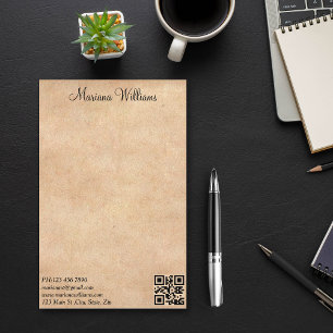 Papelería elegante código qr minimalista kraft brown