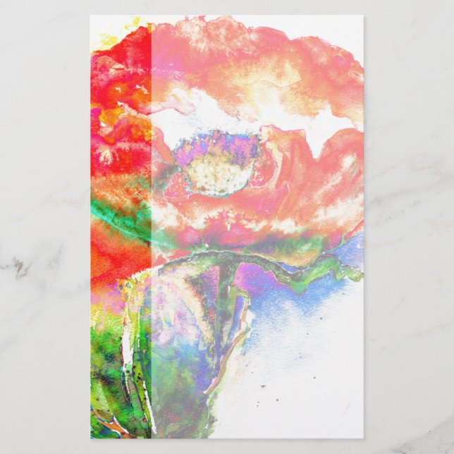 Papelería Elegante cuadro de acuarela floral rojo (Anverso)