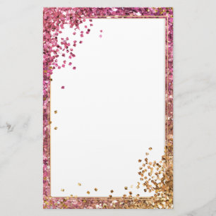 Papelería Elegante diseño de fondo azul rosa purpurina de 5,