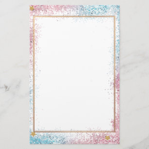 Papelería Elegante diseño de fondo azul rosa purpurina de 5,