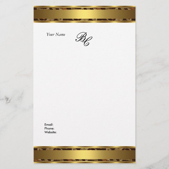 Papelería Elegante Elite Blanca de Oro Animal (Anverso)
