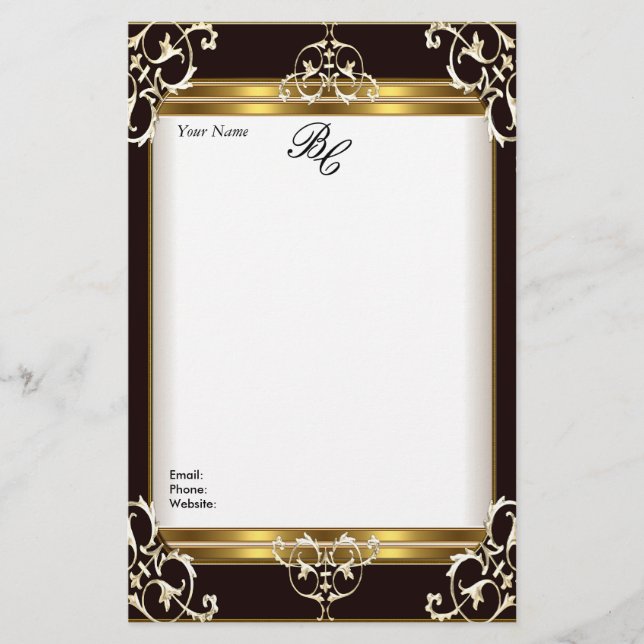 Papelería Elegante élite negra dorada elegante (Anverso)