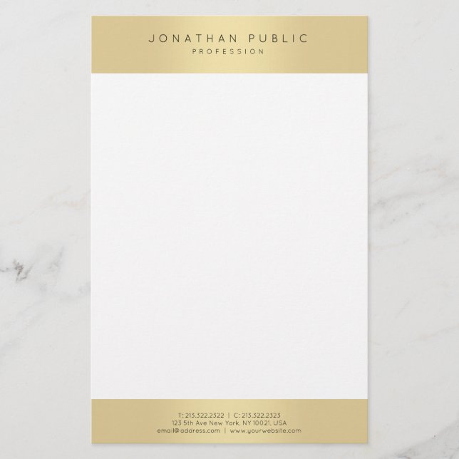 Papelería Elegante estilo oro Glamour plantilla moderna a la (Anverso)