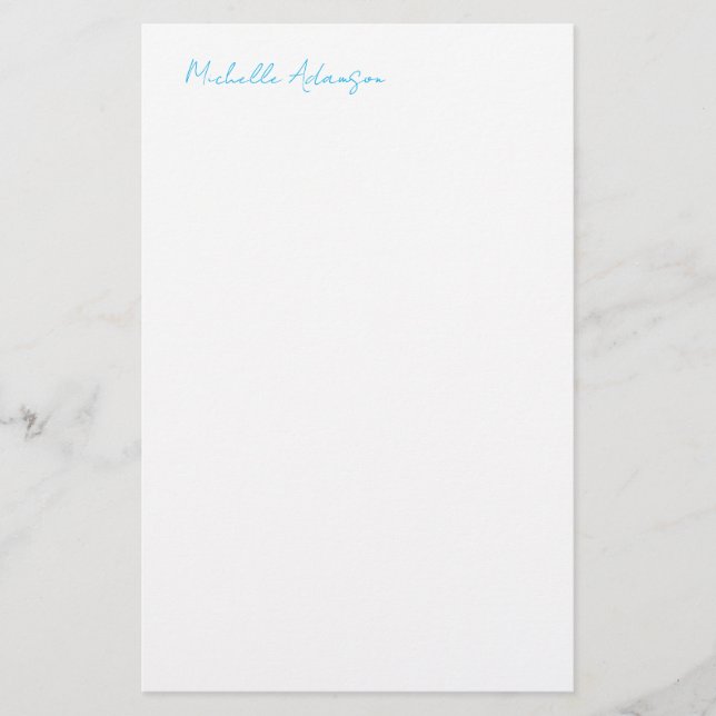 Papelería Elegante Estilo Retro Plano Azul Claro Blanco (Anverso)