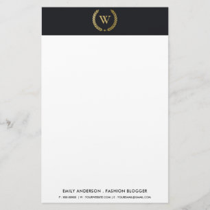 PAPELERÍA ELEGANTE FLORAL DE ORO LAUREL WREATER MONOGRAM INI