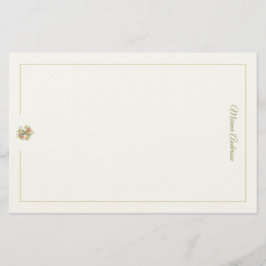 Papelería Elegante floral Fleur de Lys Nombre Personalizado