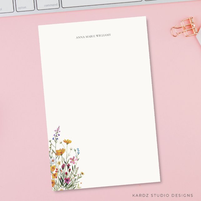 Papelería Elegante floral personalizada (The image shows card in 5.5 x 8.5 inches. Add your name before checkout.)