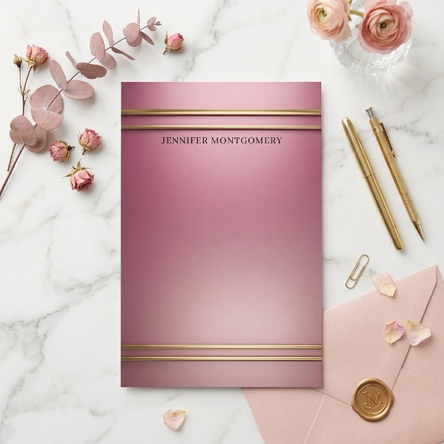Papelería Elegante gradiente de rosa polvoriento con franja  (Subido por el creador)