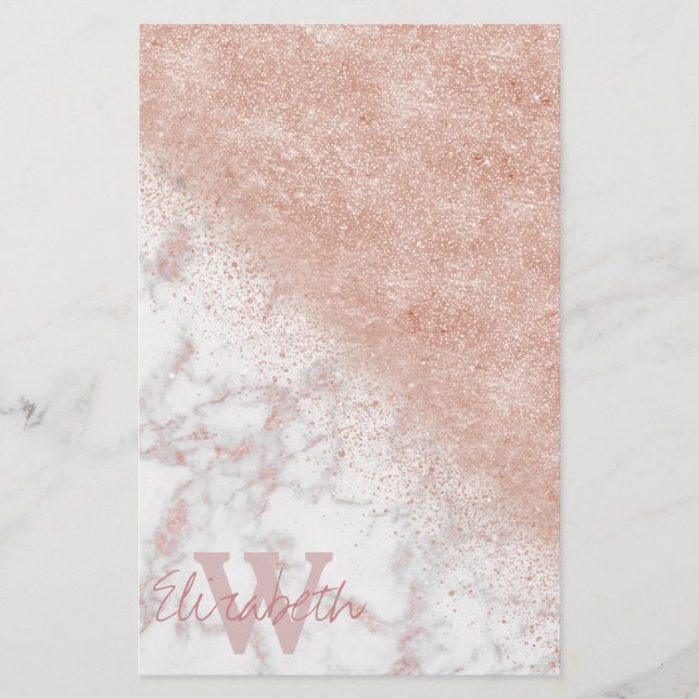 Papelería Elegante imagen de mármol blanco de confetti dorad (Anverso)