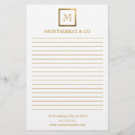 Papelería Elegante logotipo de Monograma Comercial Gold Squa