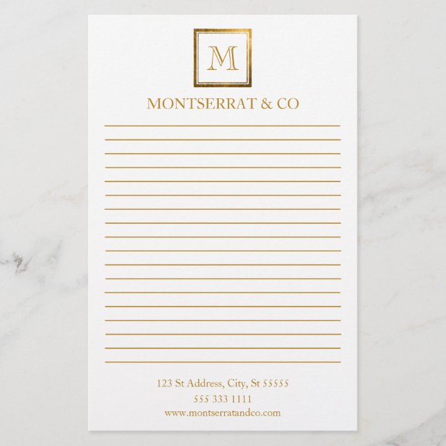 Papelería Elegante logotipo de Monograma Comercial Gold Squa (Anverso)