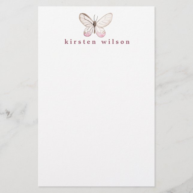 Papelería Elegante mariposa Rubor personalizada  (Anverso)