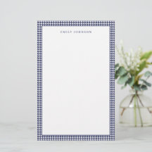 Elegante Monograma de Cuadro Escocés Azul Marino