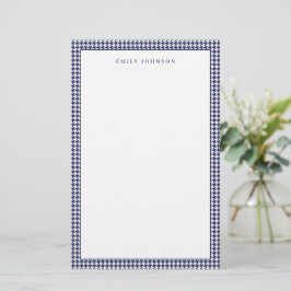 Papelería Elegante Monograma de Cuadro Escocés Azul Marino