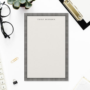 Papelería Elegante Monograma de Cuadros Negros y Marfil