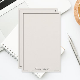 Papelería Elegante Monograma de Letra Script en Negro y Marf