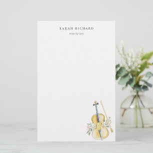 Papelería Elegante músico de violín con acuarela profesor de