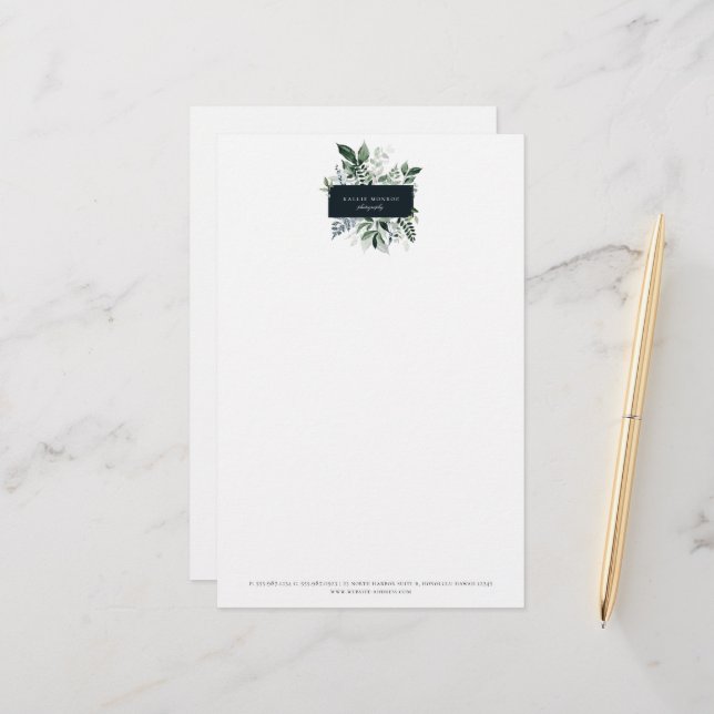 Papelería Elegante negocio de marco de follaje forestal (Anverso/Reverso In Situ)