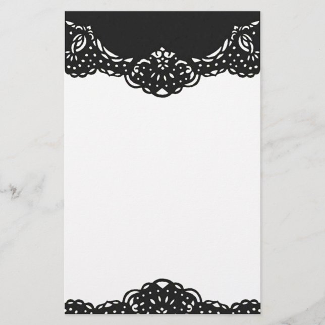 Papelería Elegante ornato de encaje negro (Anverso)