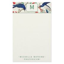 Elegante pájaro monogramo japonés de madera