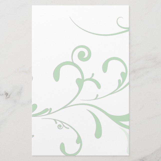 Papelería Elegante palidezca - el Flourish verde (Anverso)