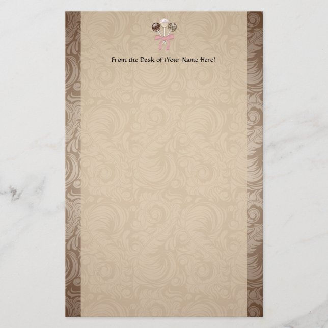 Papelería Elegante pastel de damasco de cacao (Anverso)