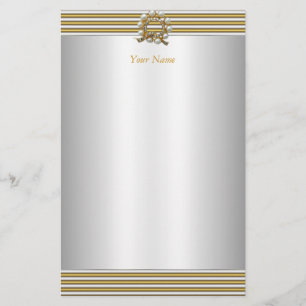 Papelería Elegante Perla Blanca Dorada Plata
