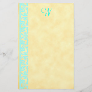 Papelería Elegante Personalizado Verde azulado Monograma Sta